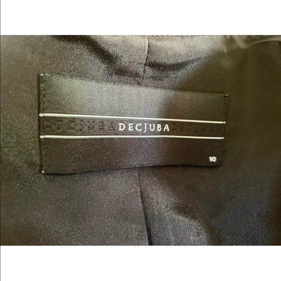 Ladies DECJUBA Black White Wool Blend Blazer Size 10 Zippered Pockets Lined - Picture 8 of 12